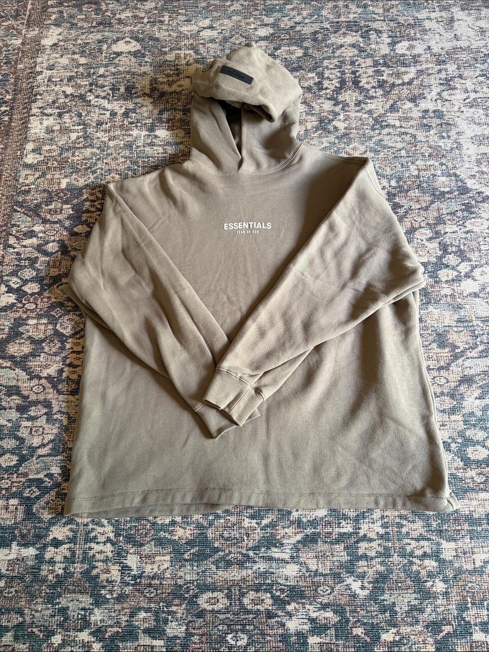 Essentials Men’s Taupe Crewneck Oversized Hoodie